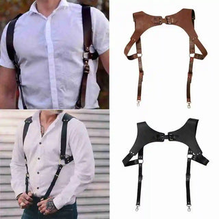 Vintage Leather Vest Straps Braces Suspender Men Harness Punk Chest Shoulder Belt Strap Apparel Accessories Strap Men's Belt