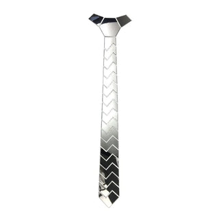 Cravate Dent de Requin miroir argentée acrylique brillant