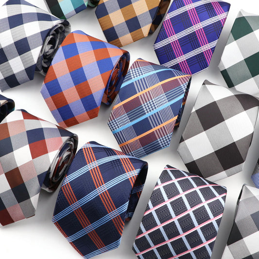 Cravate Jacquard classique à carreaux pour hommes, 8cm