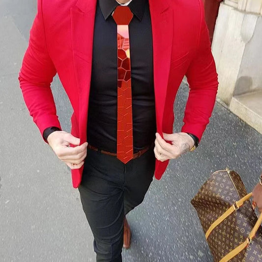 Cravate Ecaille de Tortue miroir Rouge  acrylique brillant