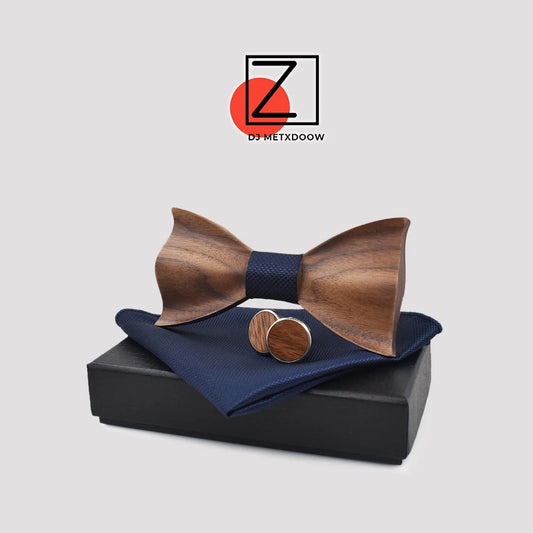 New design 3D Wooden tie Pocekt Square Cufflinks Fashion wood bow tie wedding dinne Handmade corbata Wooden Ties Gravata set