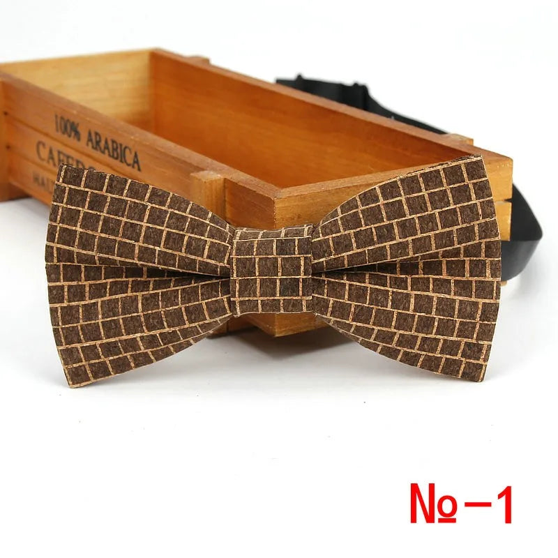 Top New Men's Vintage Striped Dot Cork Wooden Bowtie For Man Wedding Casual Business Retro Wood Bow Tie Butterfly Accessories