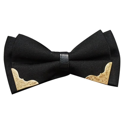 Men's Solid Black White Bow Ties Formal Dress Wedding Bowties For Men Women Leisure Metal Bling Butterfly Bowknot Banquet Cravat