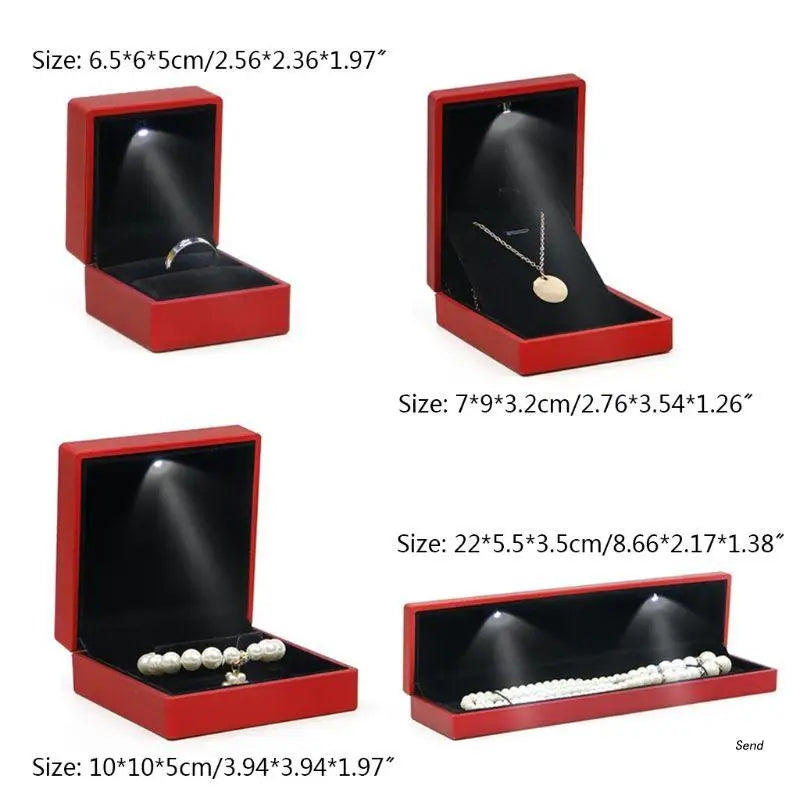 Fashion LED Light Necklace Long Chain Box Bracelet Display for CASE Jewelry Gift Box Pendant Holder for Wedding Annivers