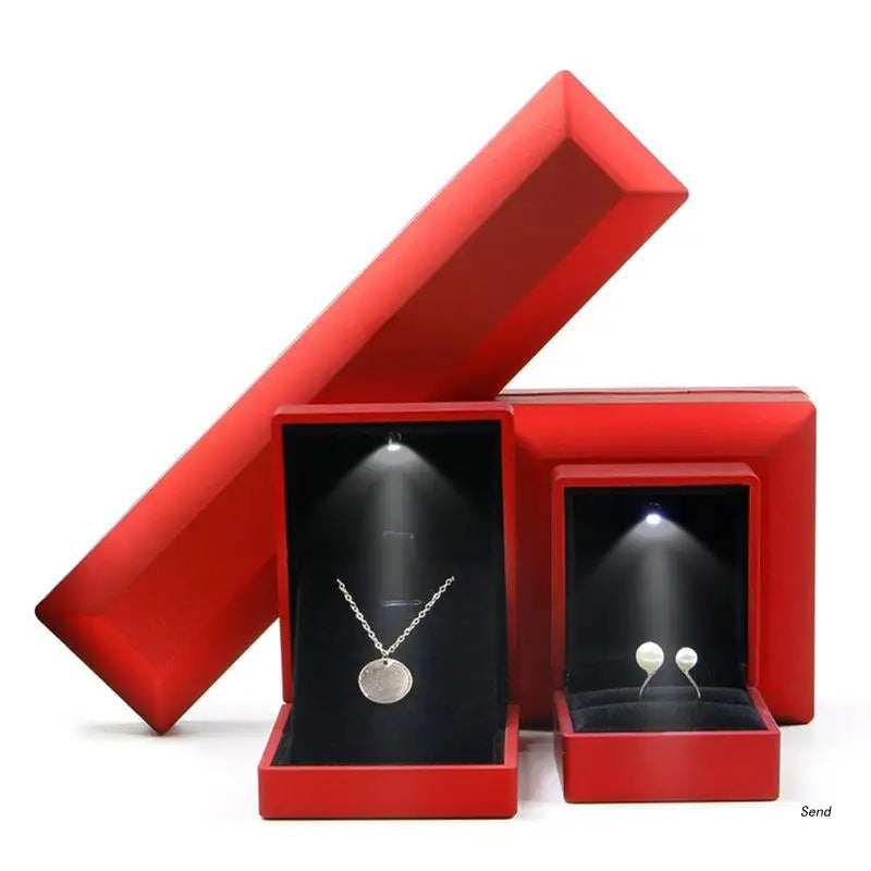 Fashion LED Light Necklace Long Chain Box Bracelet Display for CASE Jewelry Gift Box Pendant Holder for Wedding Annivers