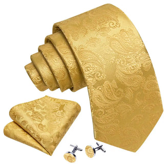 Bretelles Golden Paisley 6 Clips avec Cravate et boutons de manchette Assorti, d'autres couleurs sont disponible