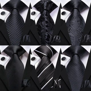 cravate de mariage en soie florale noire pour hommes, boutons de manchette pratiques, cravate élégante pour hommes, styliste de mode, fête d'affaires, livraison directe