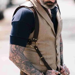 Vintage Leather Vest Straps Braces Suspender Men Harness Punk Chest Shoulder Belt Strap Apparel Accessories Strap Men's Belt